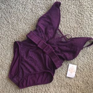 Becca Swimwear Crochet One Piece Swimsuit Sz L New